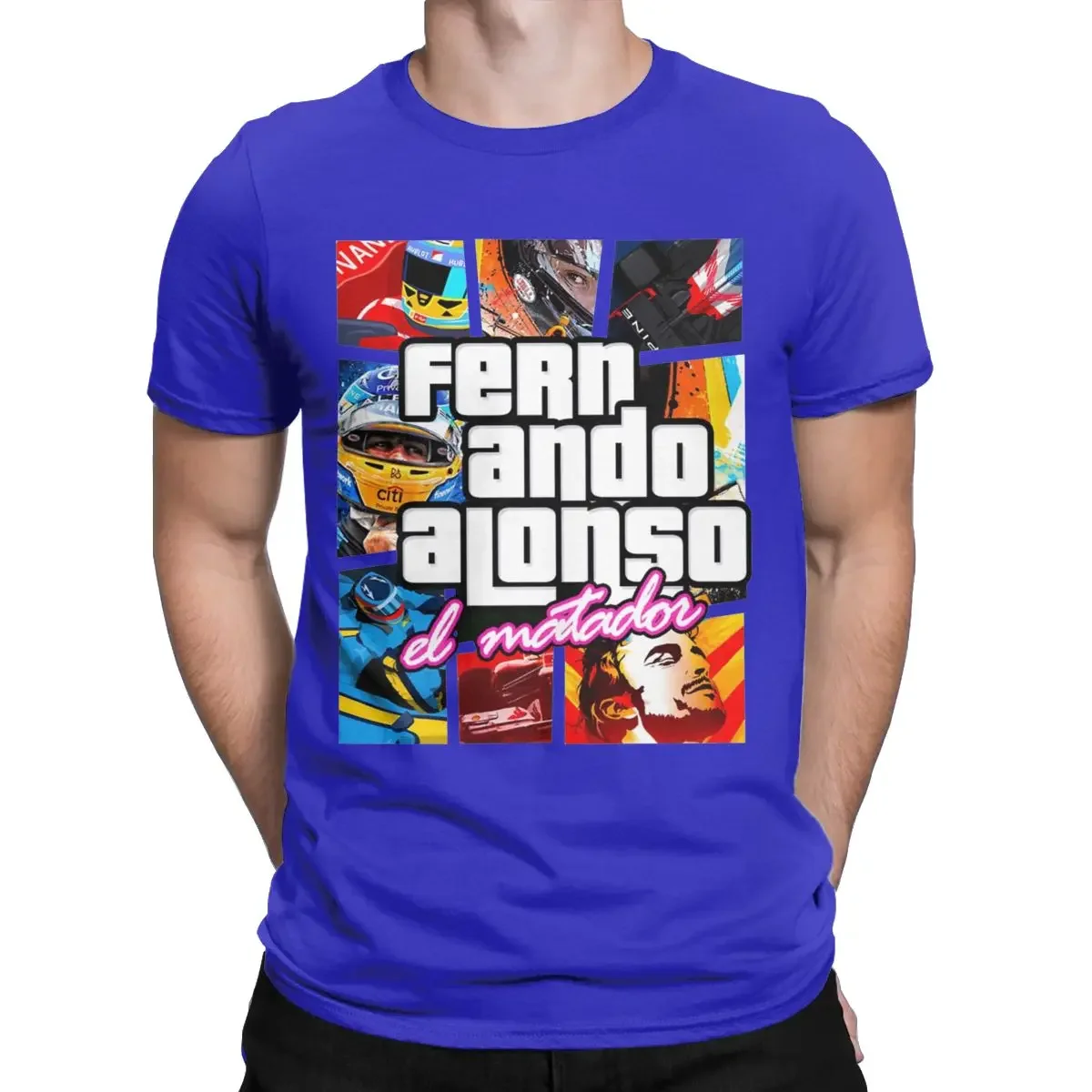 تي شيرت بأكمام قصيرة برقبة دائرية للرجال ، تي شيرت ممتع لسيارات السباق ، قمم حفلات قطنية ، دييجو ألونسو 14 ، هراجاكو #3