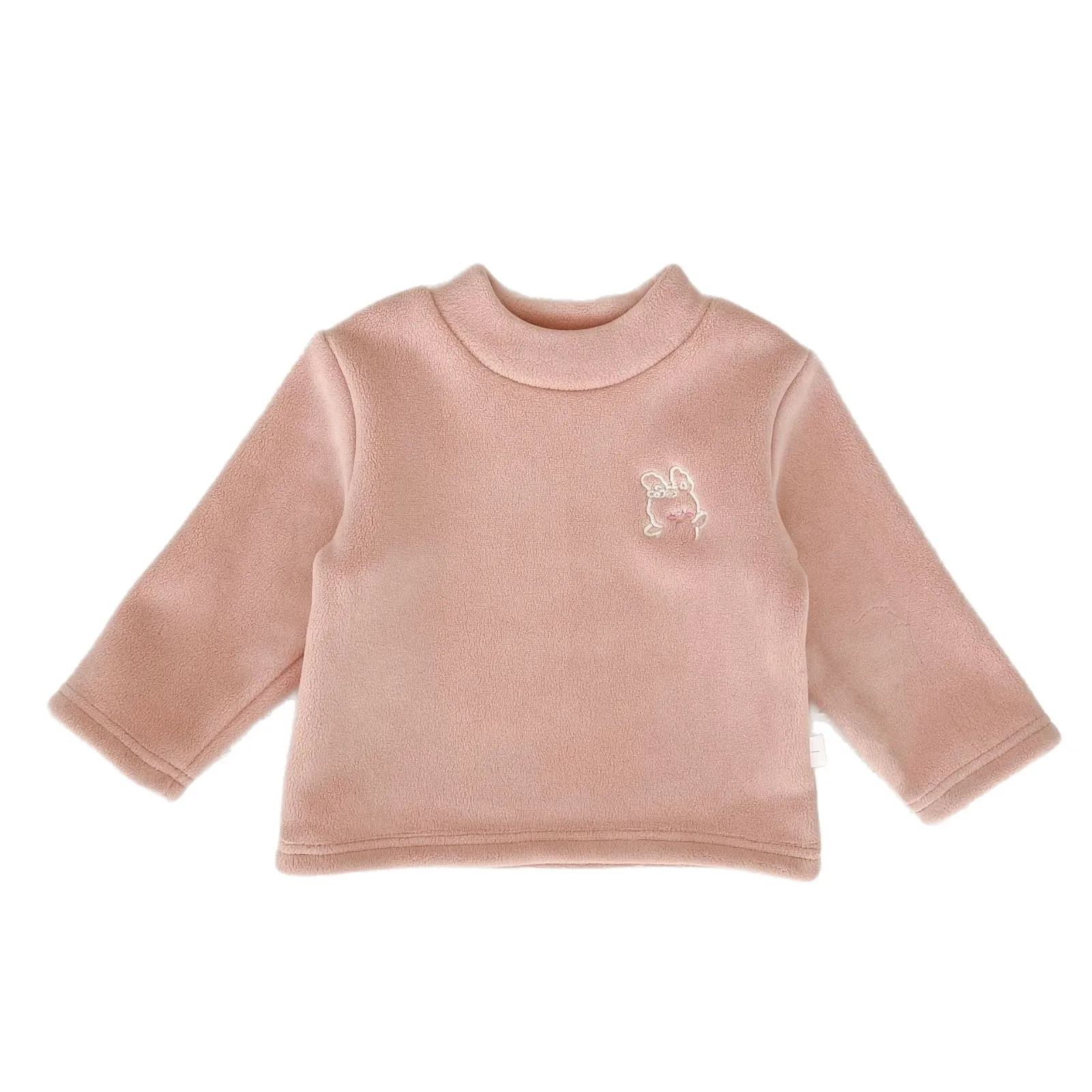 Winter New Children's Velvet Bottom Coat Thickened Warm Baby Long Sleeve Top Cute Bear Round Neck Bottom Coat