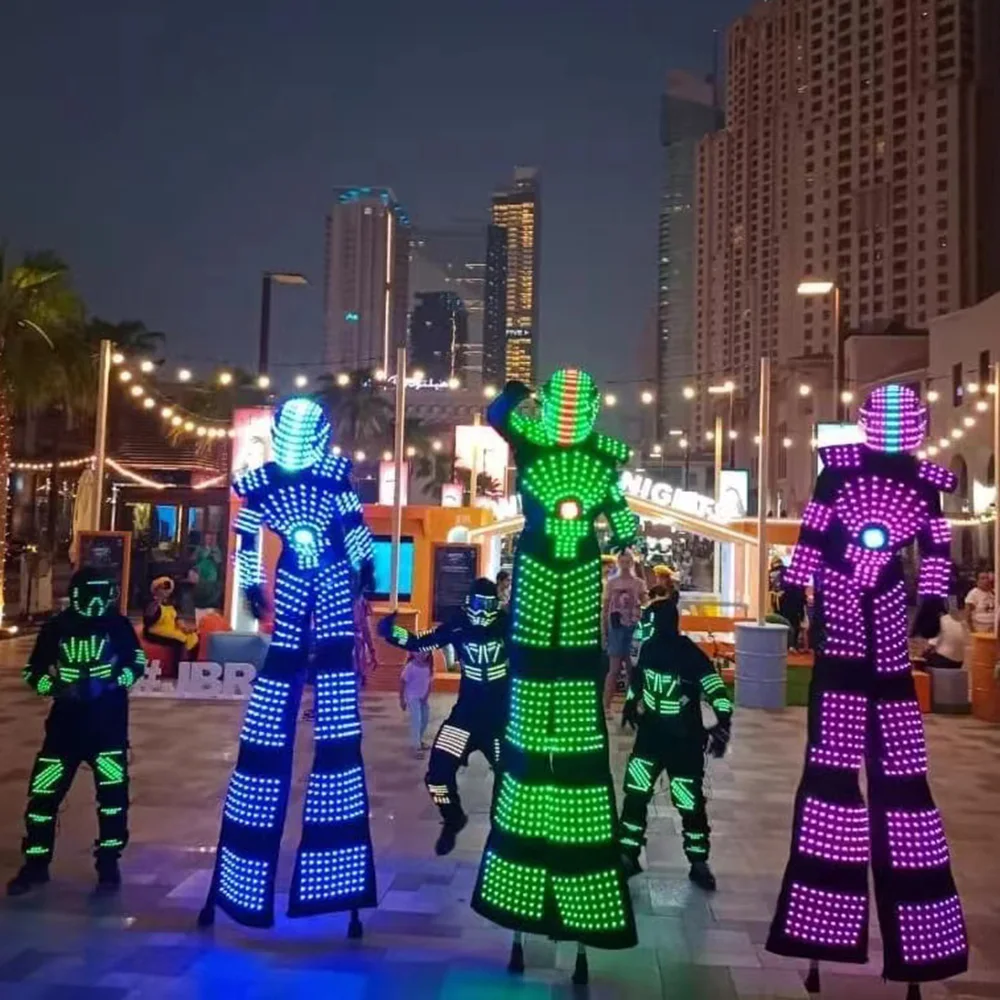 LED Stilts Walker Robot Suit for Dancing Show Multiple Modes Holiday Carnival Halloween Party Performance Hot Sale Costume