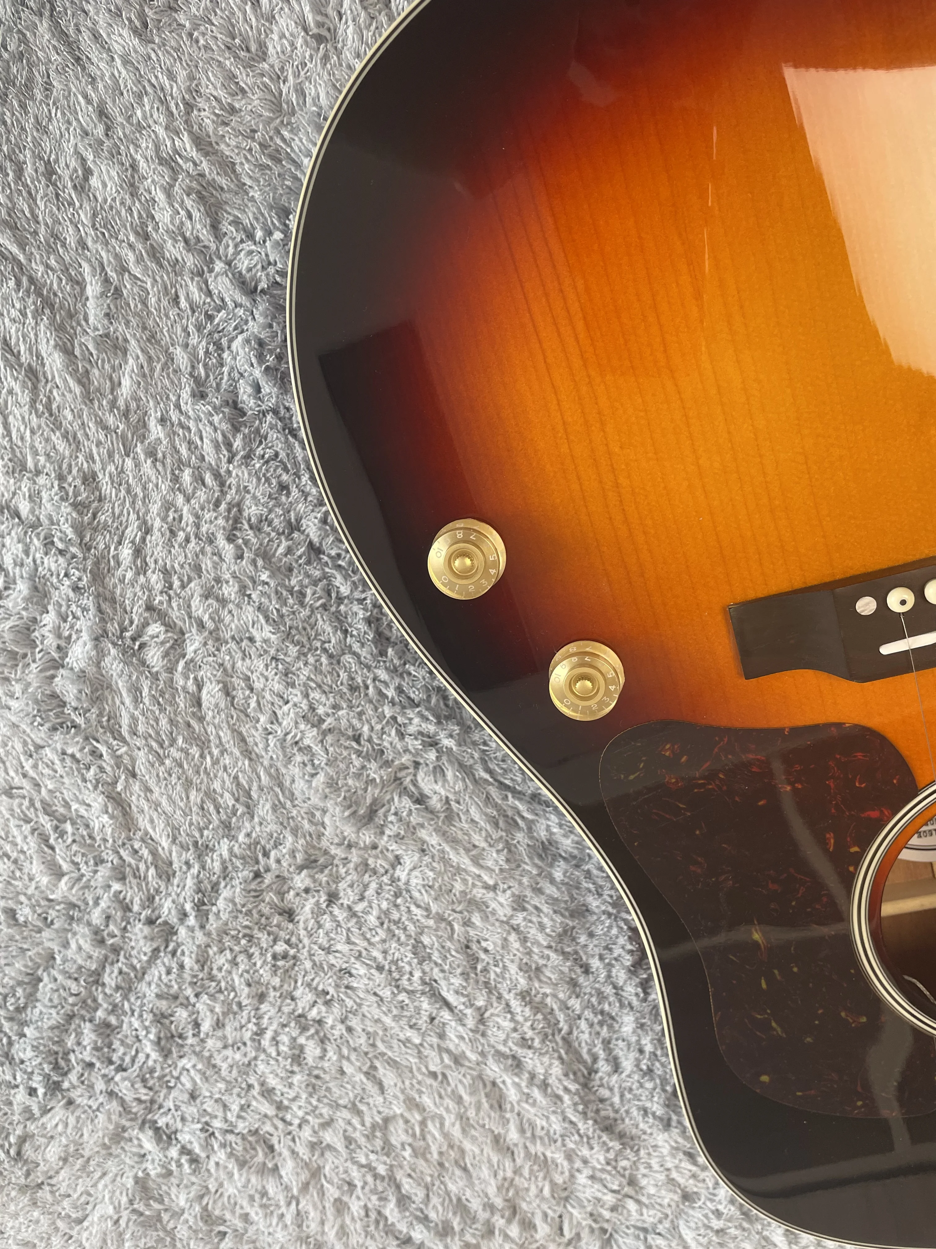 Fast Delivery Acoustic Electric Guitar Solid Wood Bone Nut/Saddle In Sunburst view 2