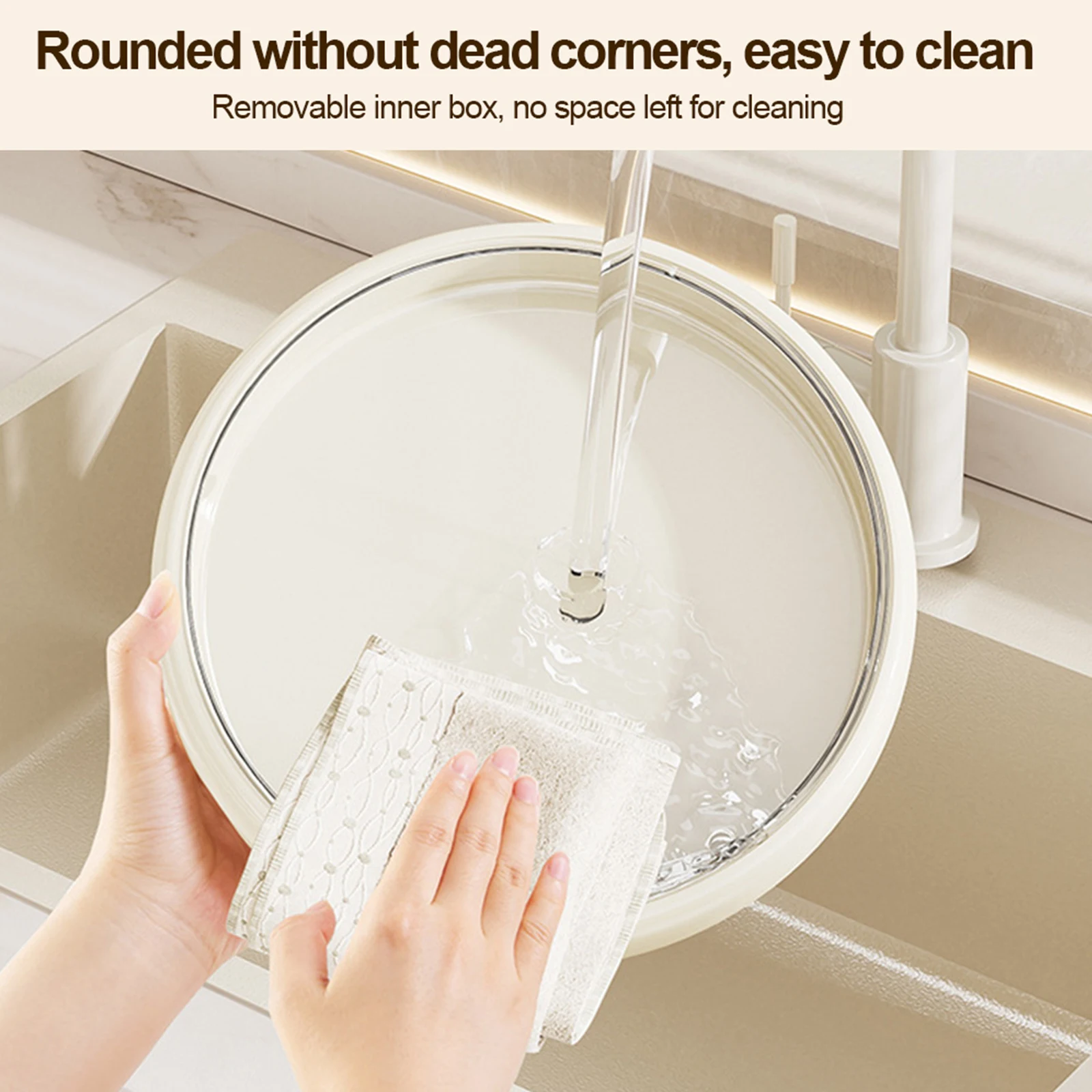 Rotating Kitchen Storage Tray Waterproof Plastic Spice Storage Plate Anti-Slip Rotatable Kitchen Organizer for Home Kitchen