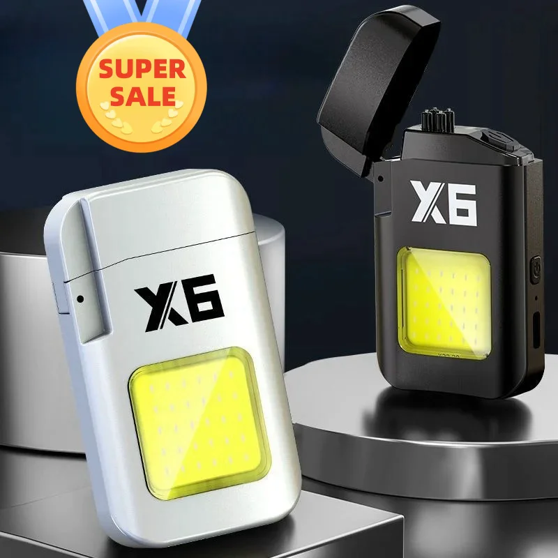 Hot Outdoor Windproof Double Arc Lighter Plasma Pulse Flameless USB Rechargeable Lighter Mini Portable Work Light Men\'s Gifts