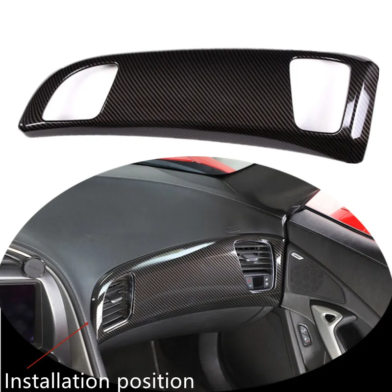 Car Dashboard Air Outlet Cover Trim sticker fit For Chevrolet Corvette C7 2014-2019 Carbon Fiber Style Auto Interior Accessories