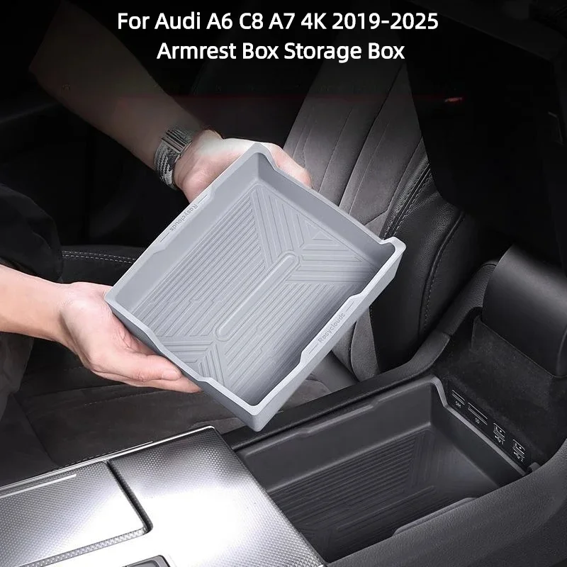 

For Audi A6L A7L A7 2019-2024 Car Armrest Box Storage Box Silicone Non-slip Pad Interior Modification Storage Auto Accessories