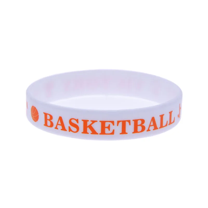 50 Pcs Printed Basketball Graphic Silicone Bracelet Sports Theme Rubber Bangle Adult Size