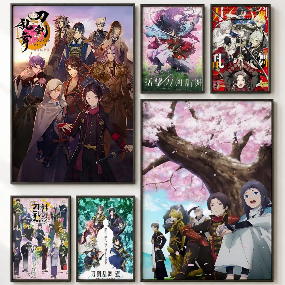 Anime Touken Ranbu Hanamaru Poster HD poster wall art self-stick no-residue for home cafe office great gift