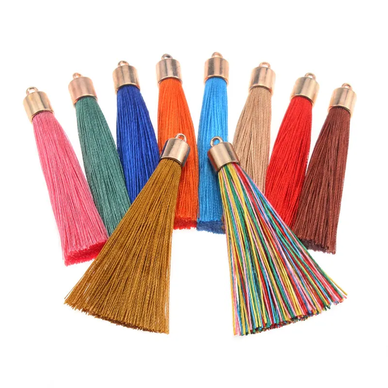 10-30Pcs 5.5cm Silk Tassel with Caps Clasp Decorative Tassels Fringe DIY Earring Pendants Charms for Jewelry Making Accessories