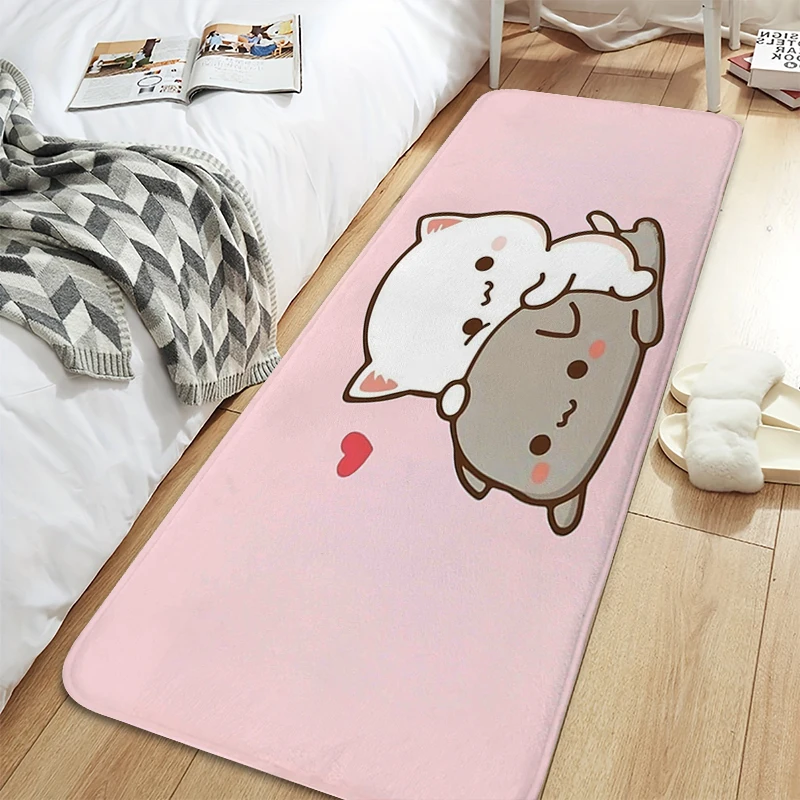 Washable Non-slip Kitchen Rug A-Peach Mochi Cats Aesthetic Baths Mat Modern Home Decoration Veranda Mat Home Entrance Carpet