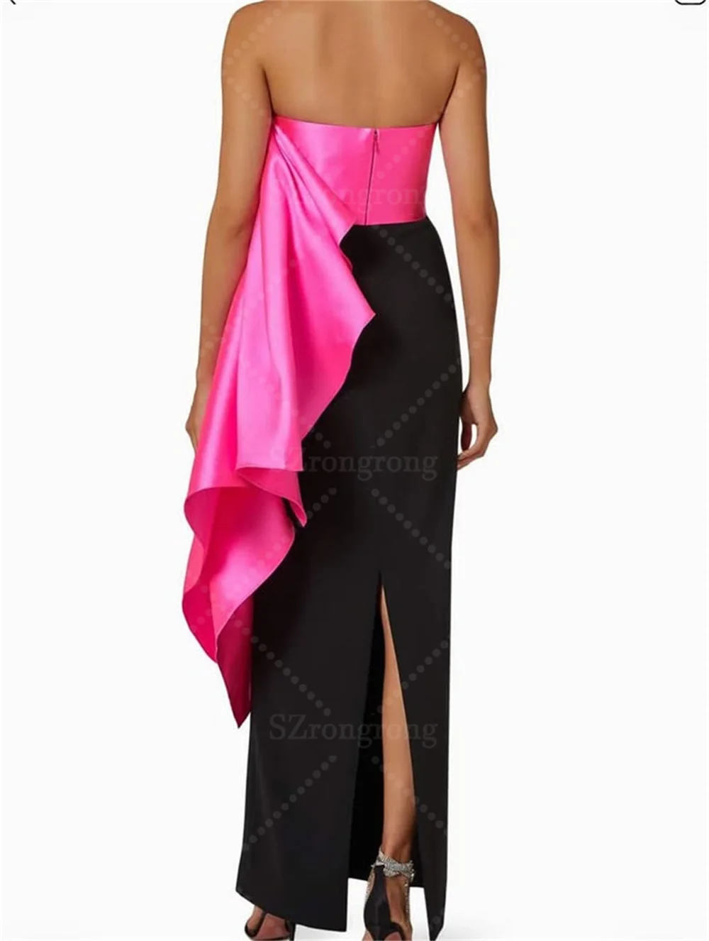 Vestido de noiva feito sob medida, gola barco, plissado, formal, bainha, costas nuas, comprimento do tornozelo, divisão, clássico, vestido de festa de baile