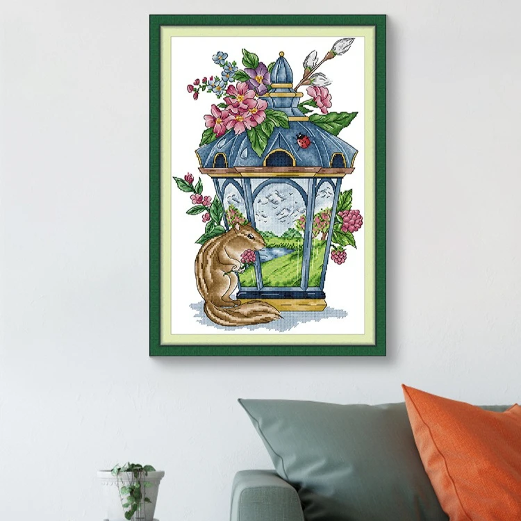 

Soulgift New Pre-Printed Cross Stitch Kit, Stamped 9CT/11CT/14CT/16CT DMC Threads, Embroidery kit - Summer lanterns
