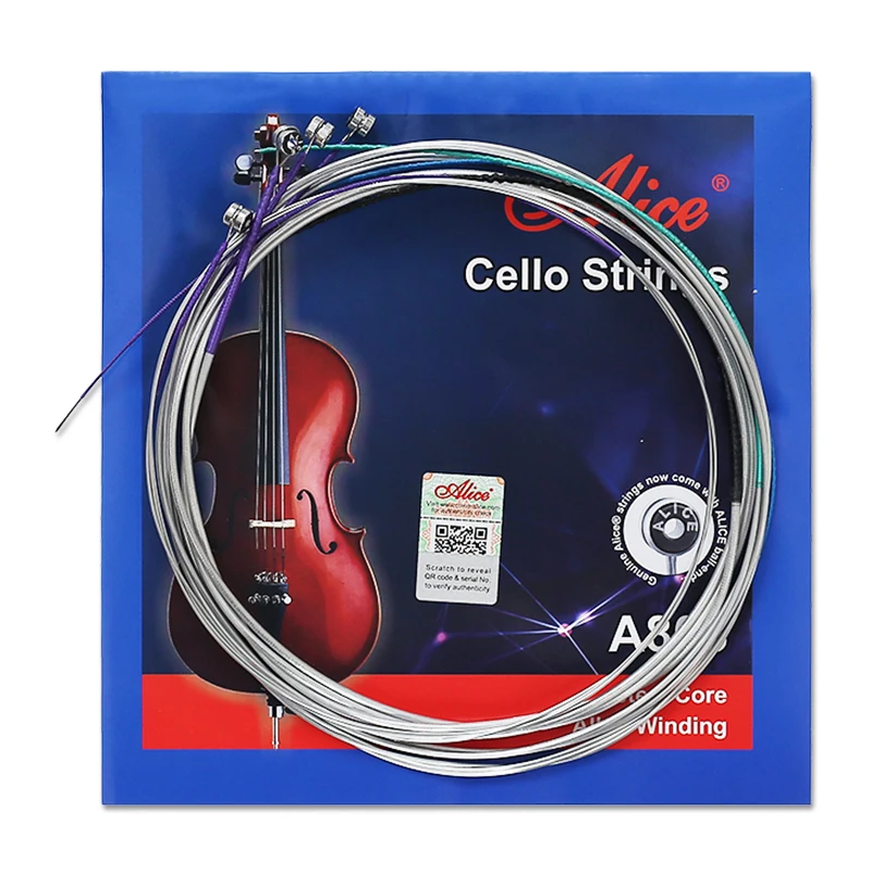 Alice A803 Cello Strings Steel Core Alloy Winding Universal Cello Strings 1 Set Suitable for 4/4 3/4 1/2 Usual Size Cello