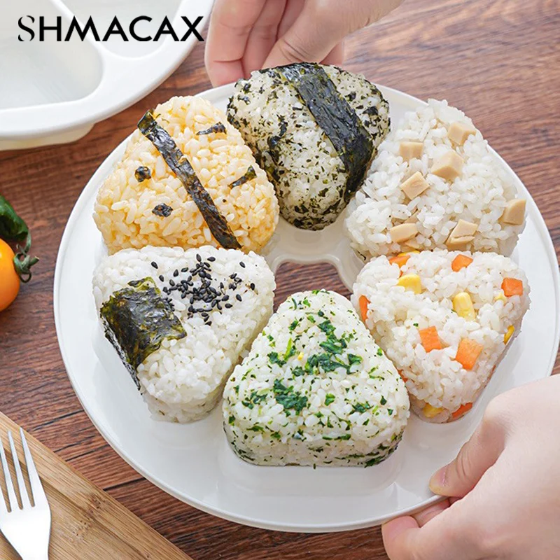 Triangle Onigiri Bento Box Nonstick DIY Sushi Plastic Mold Lunch Japanese 6 In 1 Triangle Onigiri Lunch Box Kitchen Tools