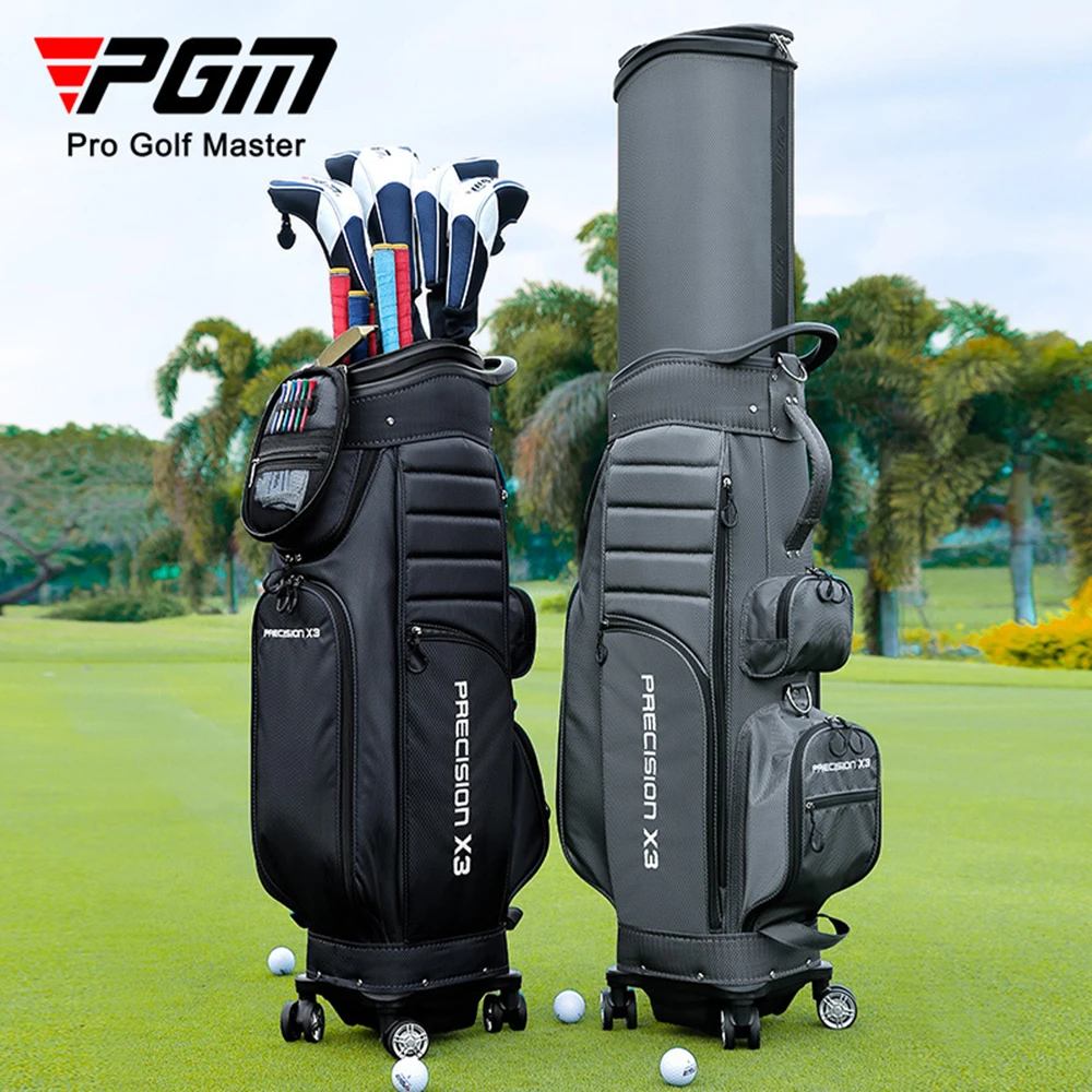 PGM-Universal 4 Wheel Golf Bag for Men and Women, Telescopic Aviation Bag with Brakes, Flat Push Golf Air Bag, QB062