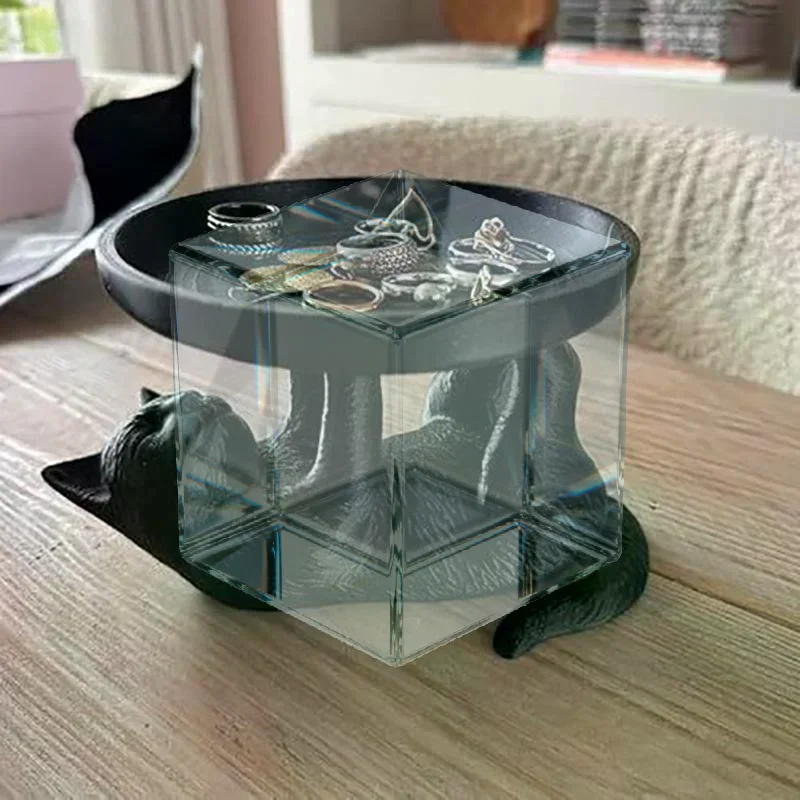 3D Printing Black Cat Jewelry Tray With Cute Design And Smooth Surface Perfect For Vanity Desk Storing Rings Earrings Necklaces