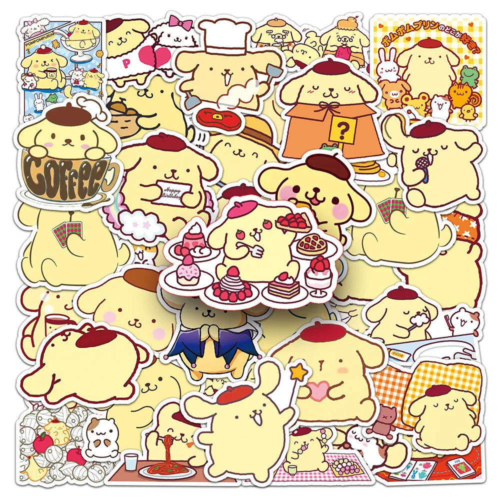 10/30/50PCS Kawaii Sanrio Pompom Purin Stickers Aesthetic Kids DIY Graffiti Scrapbooking Laptop Waterproof DIY Cartoon Decal Toy