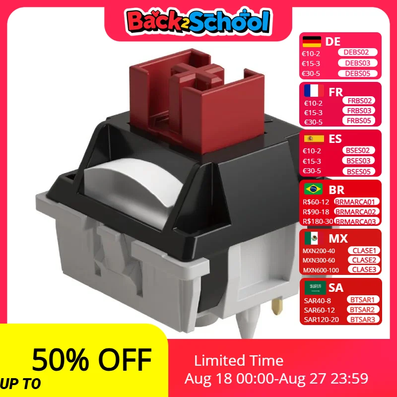 

Akko Dracula Switch 35±5gf Linear Switch 5 Pins Hot swap Factory Lubed POK Dust-proof Stem with MX Mechanical Keyboard (45 pcs)