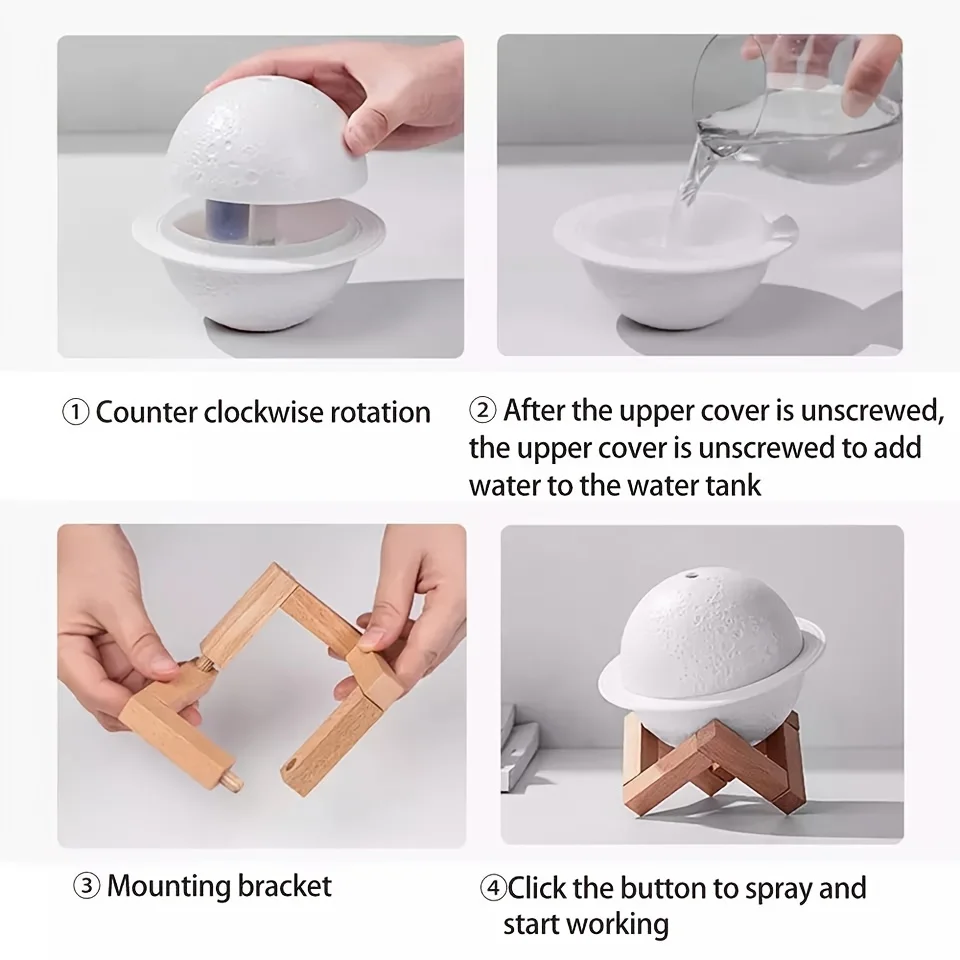 Увлажнитель воздуха 3D Moon, 200 мл, Электрический аромадиффузор, ультразвуковой мини-увлажнитель воздуха, генератор тумана с USB-разъемом