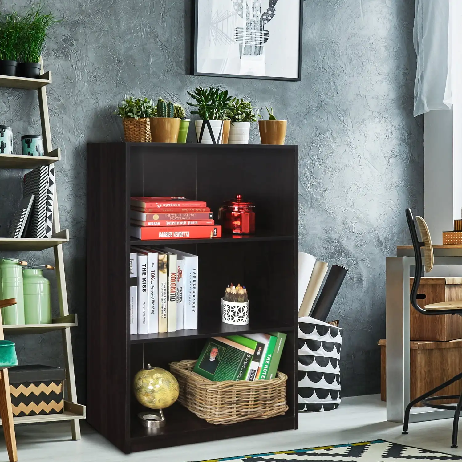 

Basic 3 - Tier Bookcase Storage Shelves, Espresso