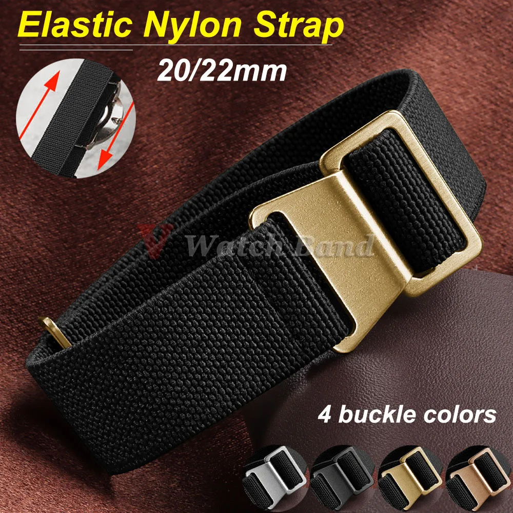 18 20mm 22mm 60s French Troops Parachute Elastic Nylon Watch Band Gold Black Outdoors Sport Military Seatbelt Fabric Reloj Strap