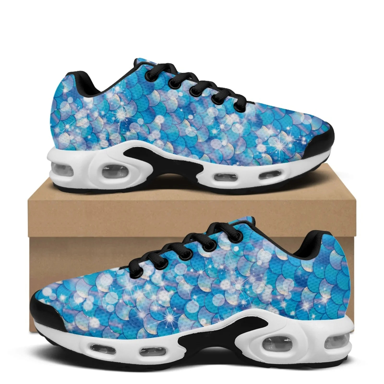 Air Cushion Jogger Shoes Men - PENSTROLL マーメイドスケールプリント エアクッション メッシュジョガー アスレチックスニーカー メンズ