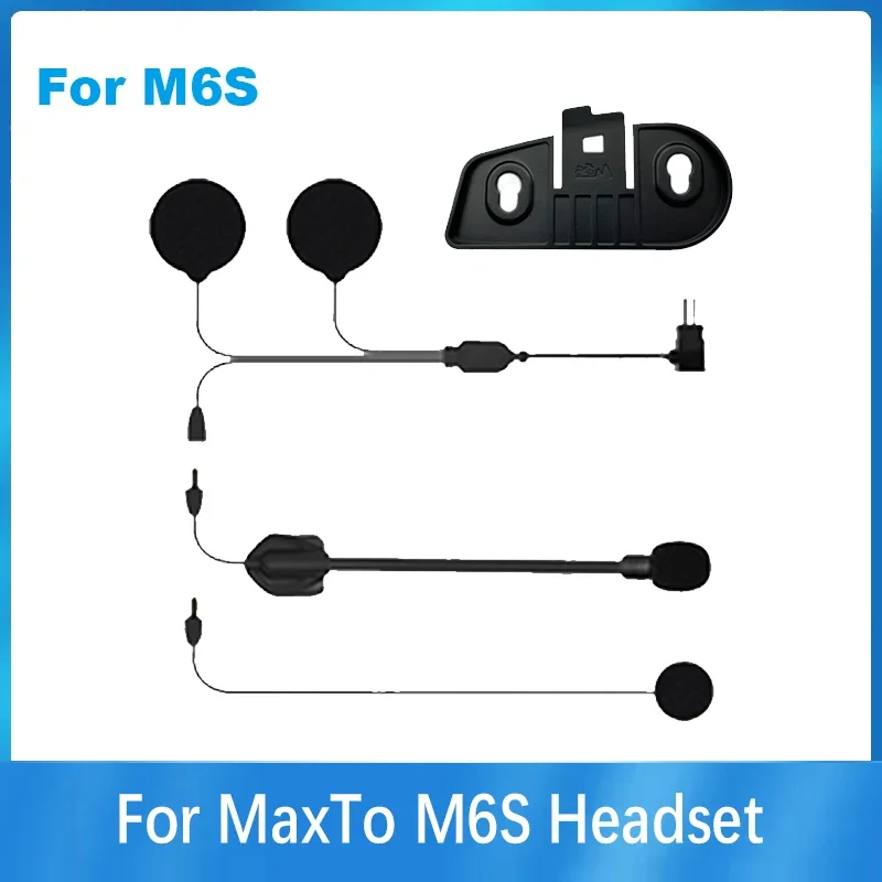 

For Maxto M6S Motorcycle Helmet Headset Intercom Glued Adhesive Holder Mount Base + Dual Microphone Earphone