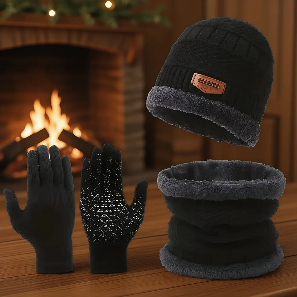 

Winter Hats Knit Cap for Men and Women - Wool Hat Coral Fleece Scarf Outdoor Riding Hat Warm Thickening Cap