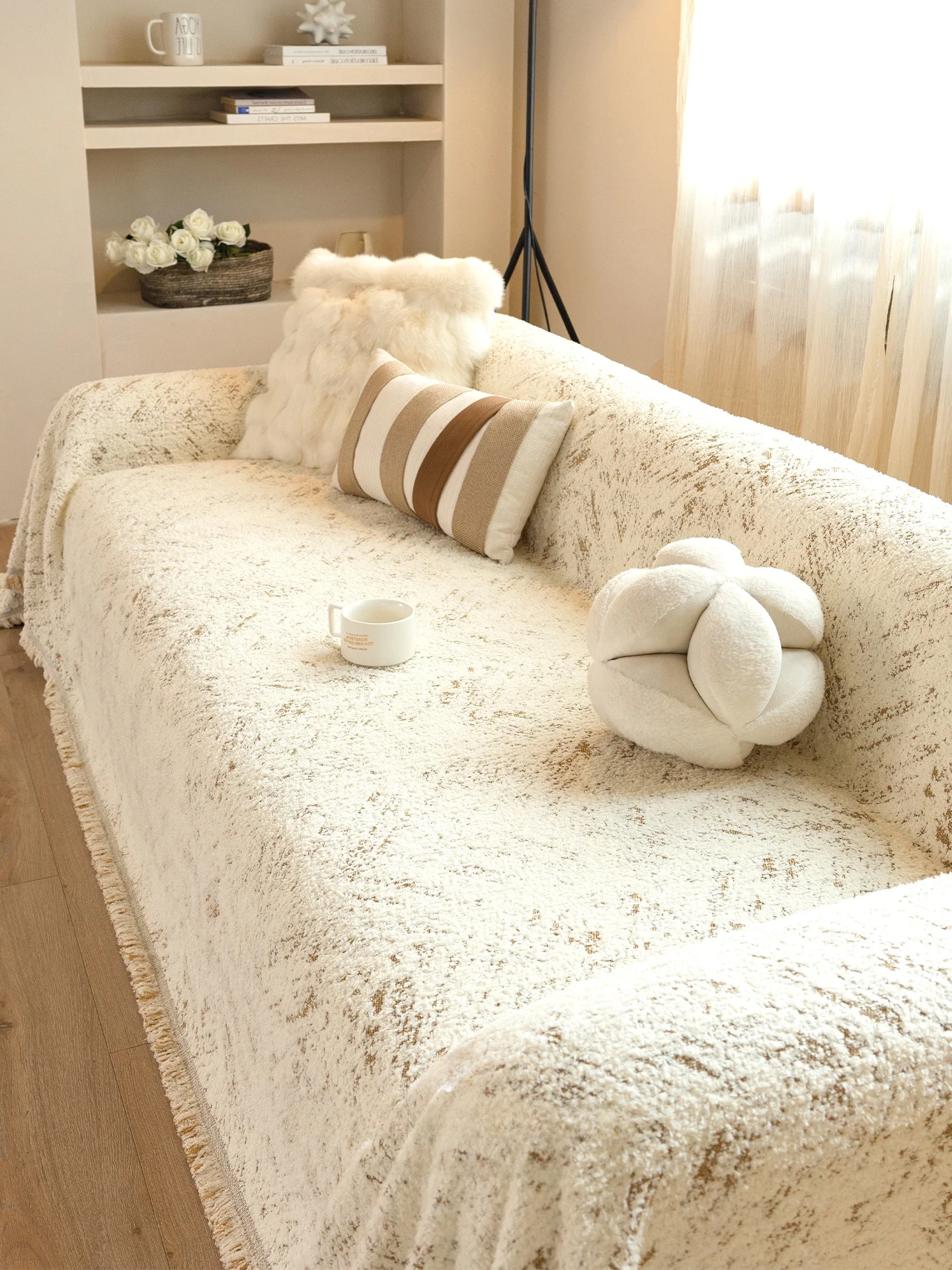 

Nordic Style Sofa Cover Full Velvet Pad Half Velvet Full Cover Sofa Throw Blanket Warmth Protection Home Fabric Sofa Set