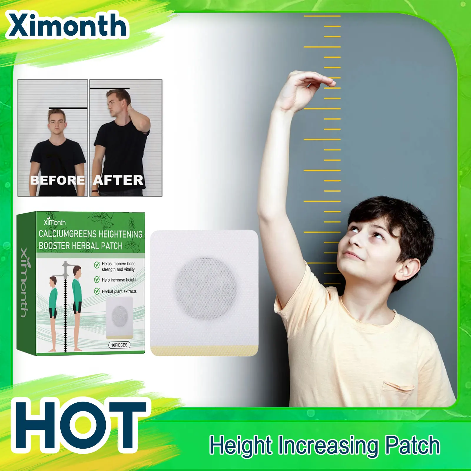 Height Increase Patch Conditioning Body Grow Taller Acupoint Stimulation Improve Blood Circulation Promote Bone Growth Sticker