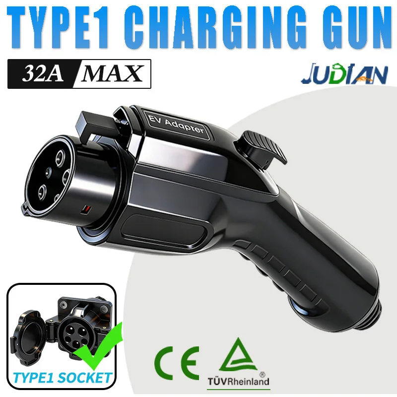 

WEISHUN Type1/J1772 EV Charging Gun Head 32A 1Phase 3.5KW EVSE Charging Plug IP54 Silver Plated Copper Alloy