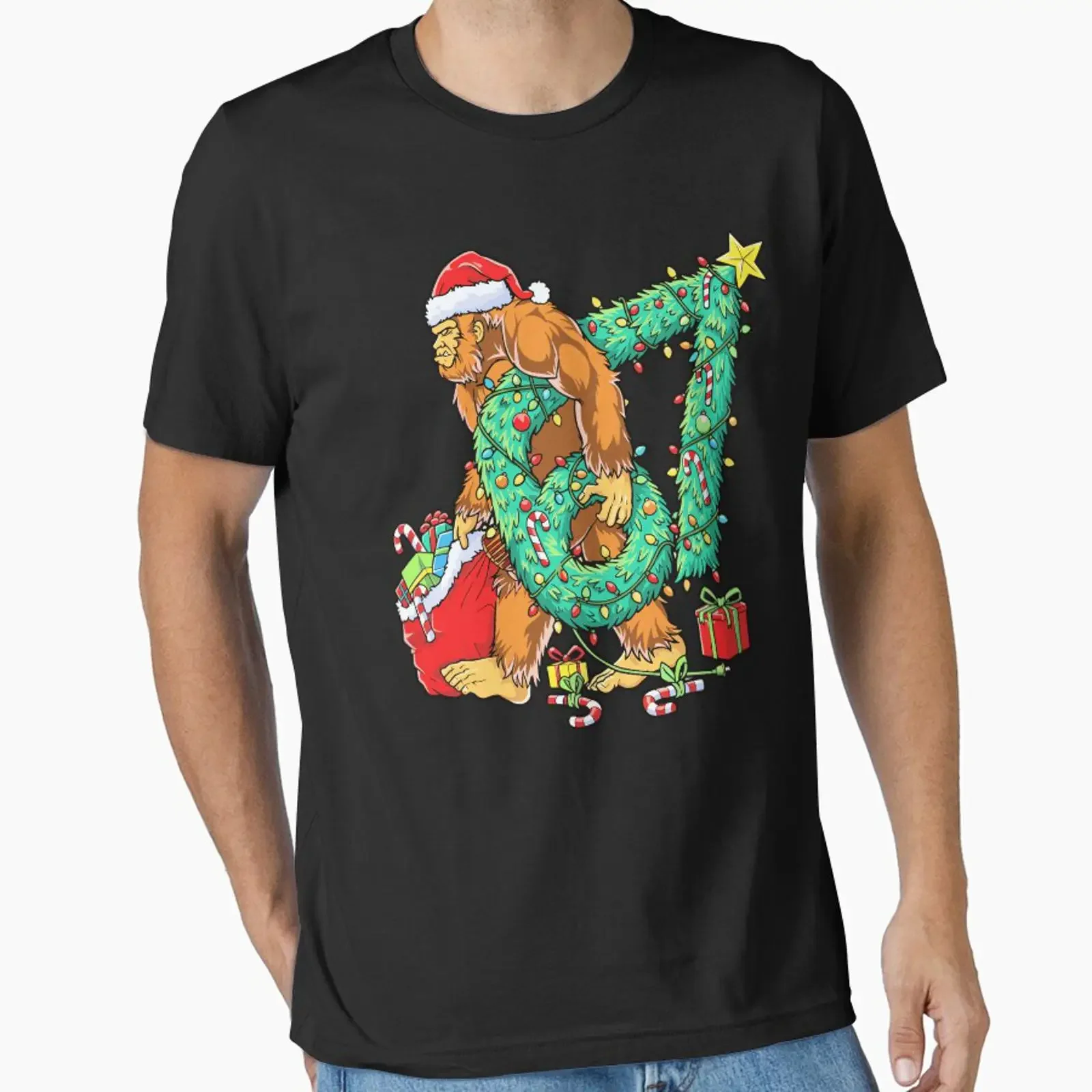 Sasquatch 67 Bigfoot Six Seven Meme Weihnachtskostüm Essential T-Shirt Vintage Washed Unisex Top für den Alltag, stilvoll