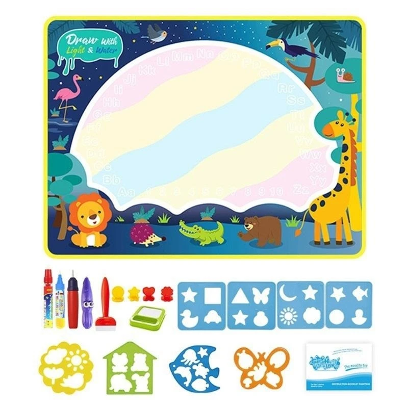 Portable Water Drawing Mat with Pens Stamp Kids Painting Board Baby Play Mat Mat Educational Toy Birthday Gift