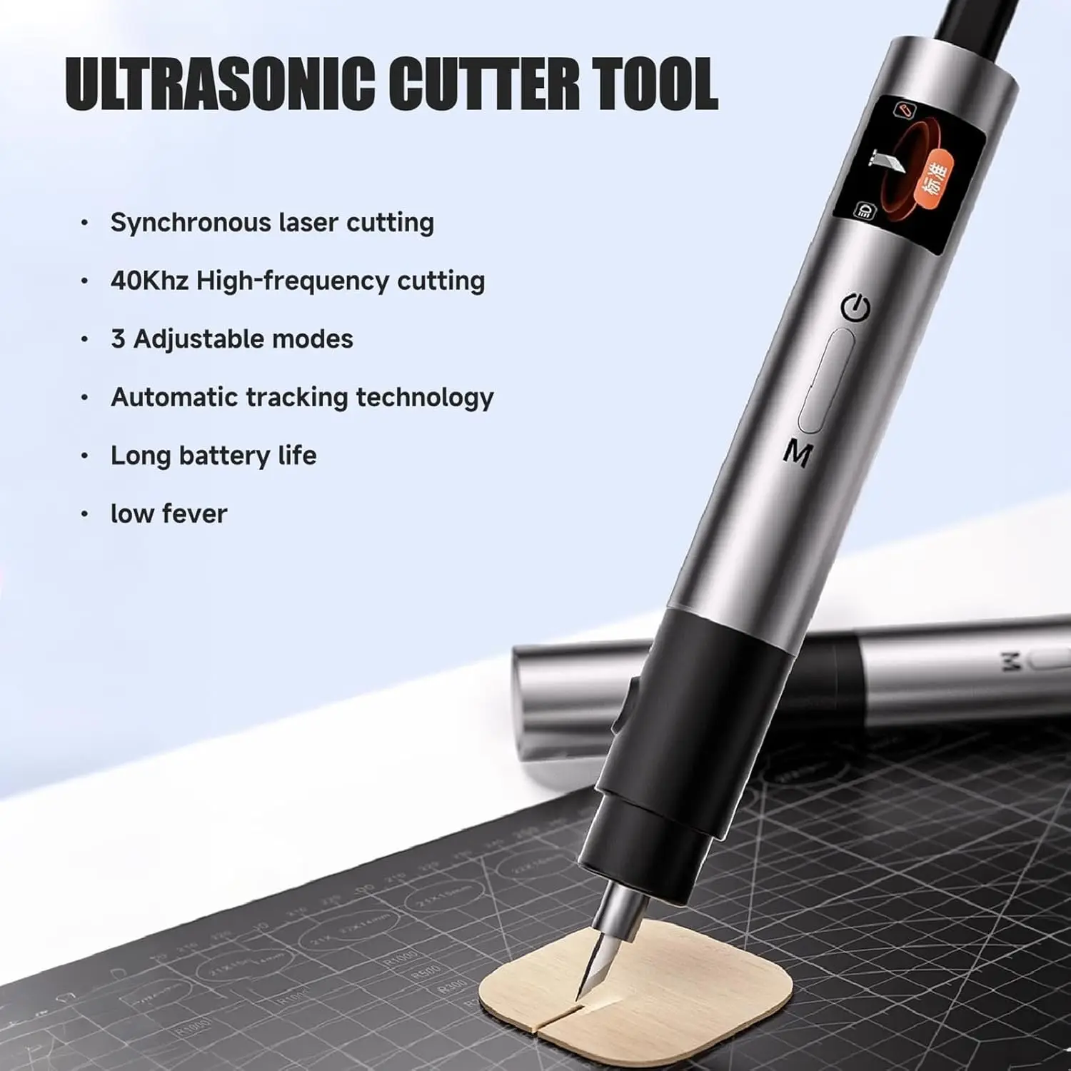 40KHz Ultrasonic Cutter Knifes, 3 Speed Adjustable Wired Hand-held Craft Cutting Too for 3D Printing, Plexiglass, PCB, Leather