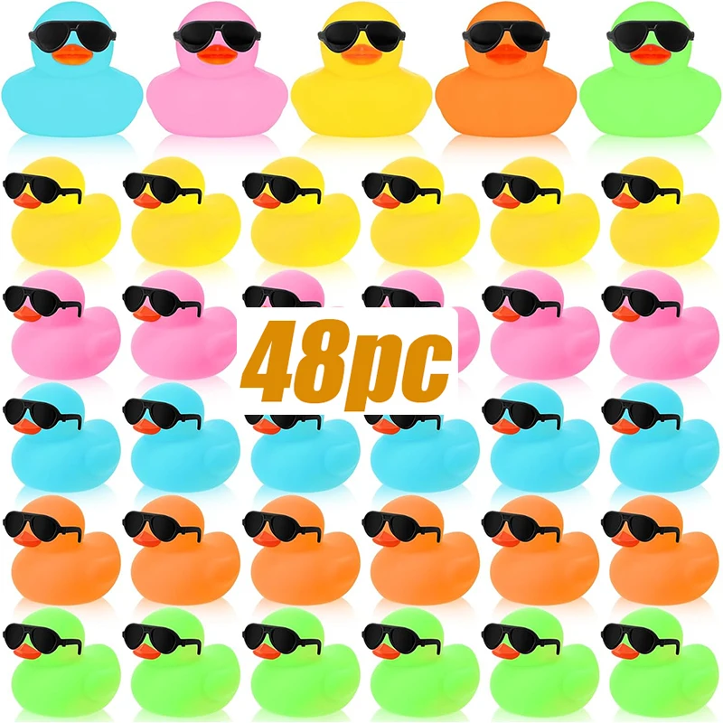 

48pc Mini Rubber Ducks with Sunglasses Rubber Ducks in Bulk Duckies Toy for Kids Halloween Christmas Gifts Birthday Party Favors