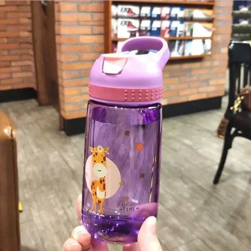 Kids Water Bottle with Straw BPA Free Children\'s Drinking Kettle 480ML Healthy Plastic Portable School Cup Transparent Water Cup