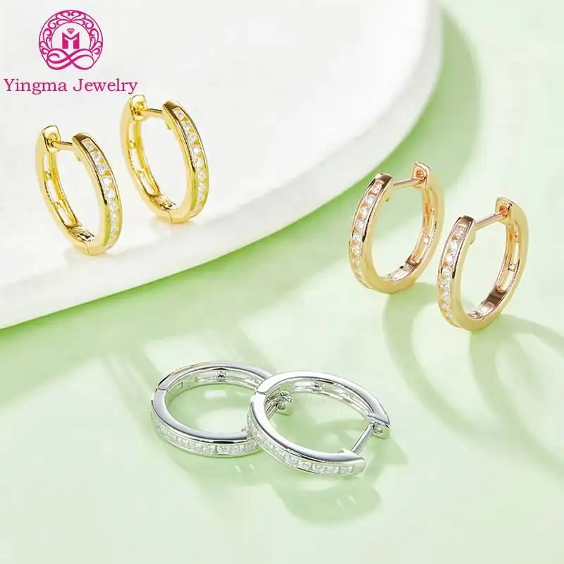 

Hot Selling Jewelry Moissanite Classic Earrings White/rose/yellow Gold Plated 925 Silver Ear Stud Women Moissanite Earrings