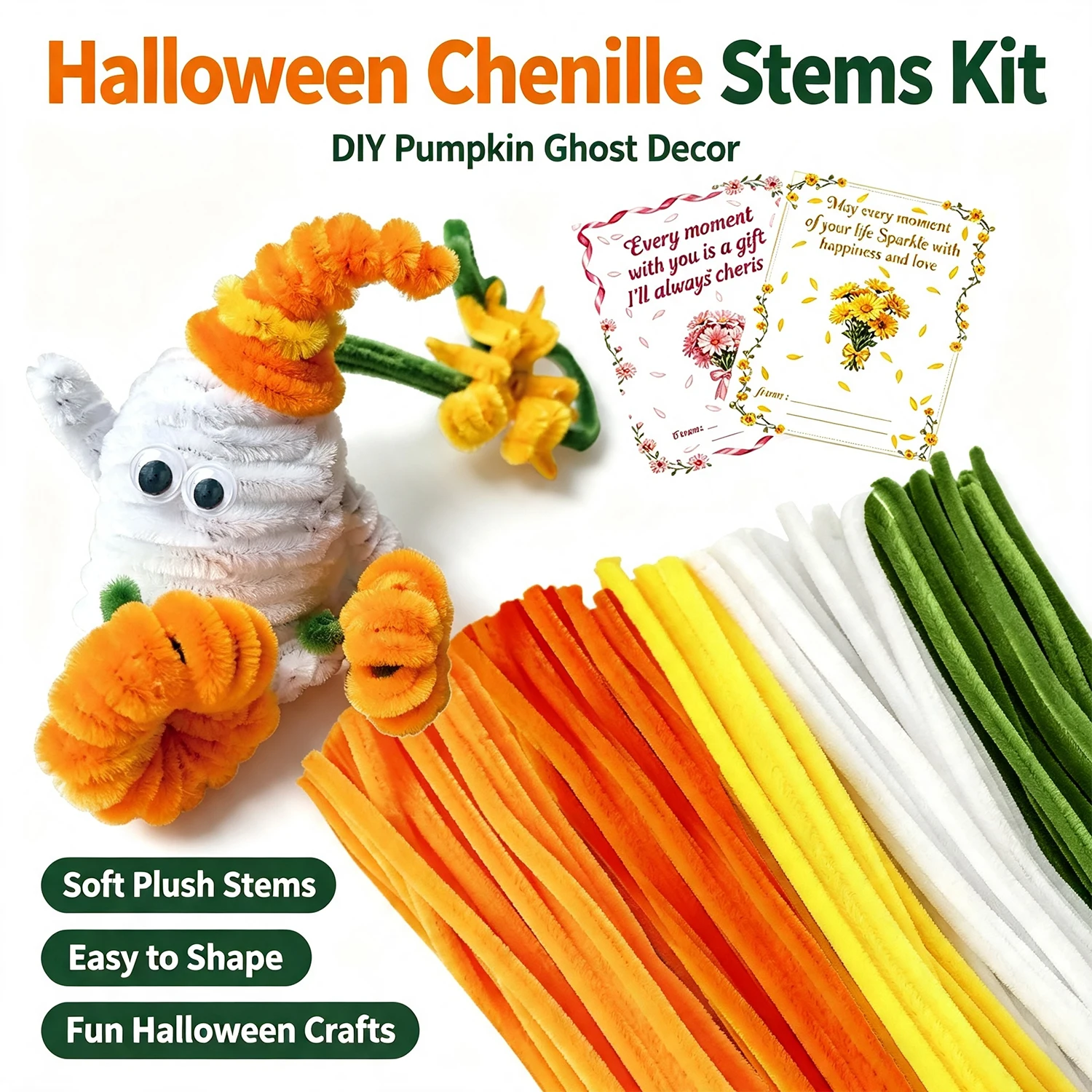 242 Pcs Pipe Cleaner Flower Bouquet Set, Fuzzy Pliable Chenille Sticks For Floral Crafts & Home Decor