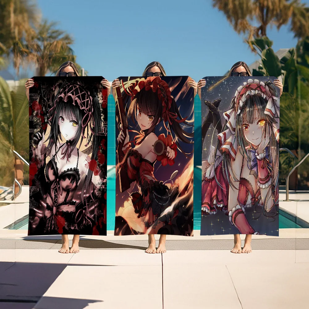 

Tokisaki Kurumi Microfiber Blanket Quick Drying Beach Towels Oversized Printing Super Absorbent Pool Towel Blanket