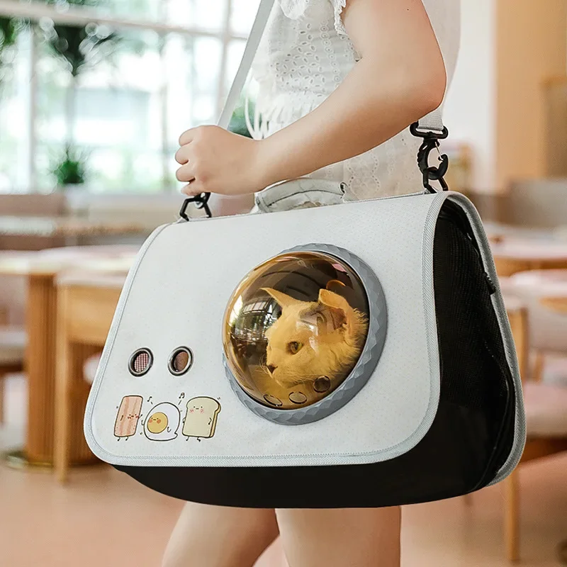 Cápsula espacial portátil com saco de gato, Bolsa de ombro dobrável, Mochila ao ar livre, Saco do gato e do cão dos desenhos animados