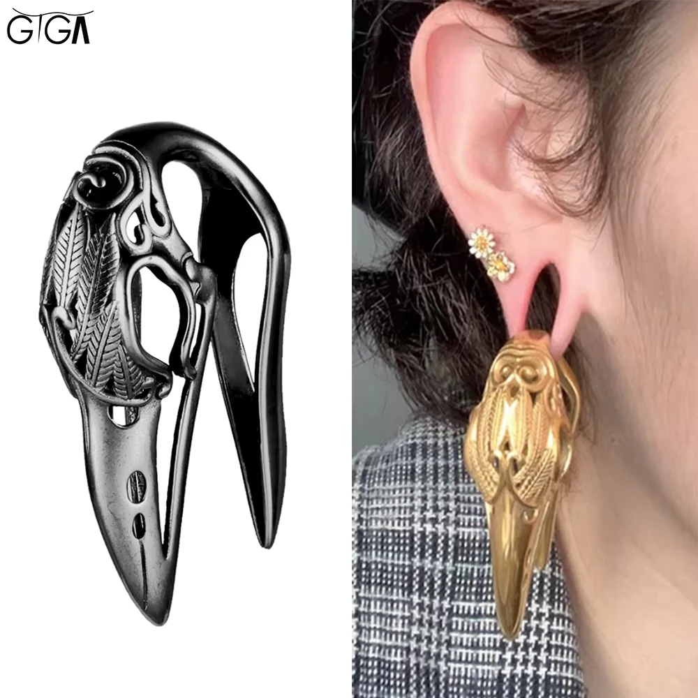 Giga 1/2Pcs Bird Ear Weights Hangers Stainless Steel 9/14 inch Ear Plugs Tunnel Dangle Gauges Body Jewelry Piercing Earrings