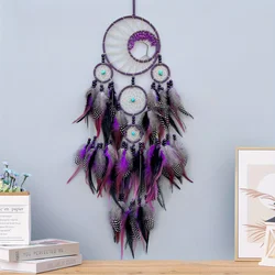 1 pc Handcraft Purple Dream Catcher Feather Dreamcatcher Girl Room Bell Bedroom Romantic Hanging Decoration Ornament