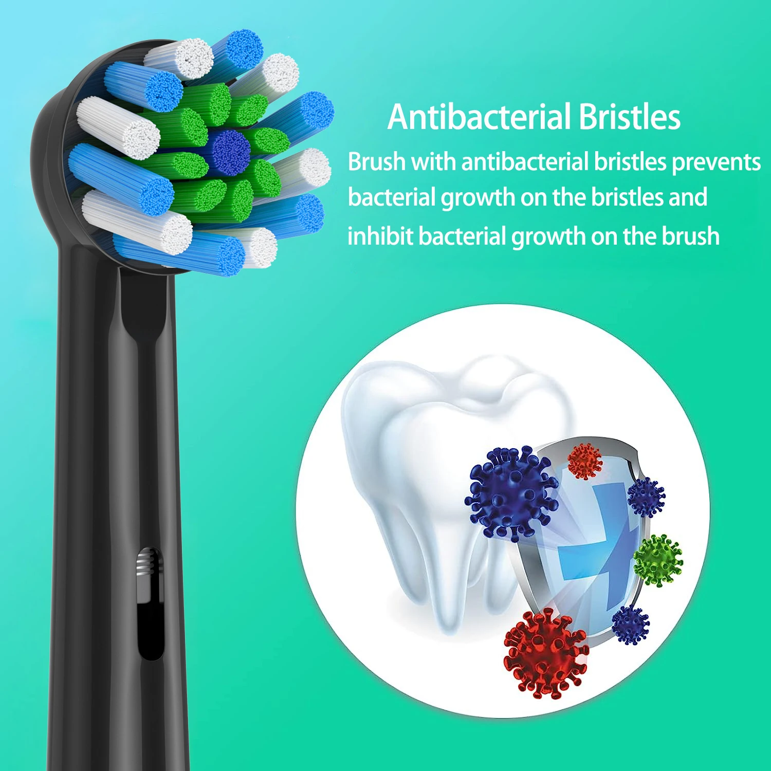 4pcs Cross Clean Brush Heads Compatible with Oral B Electric Toothbrush,Cross Generic Electric Toothbrush Heads,Black