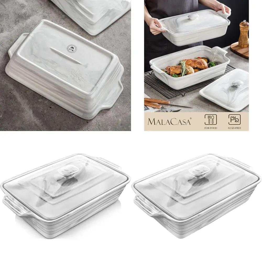 

Большая кастрюля-кассероль на 4,4 литра с крышкой, подходит для духовки и микроволновой печи, глубокая форма 13x9, серия BAKE-GREY