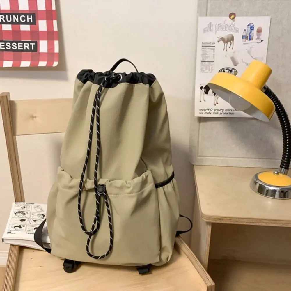 Drawstring Hiking Backpack Multi Pocket Large Capacity School Bag Leisure Cloth Travel Backpack Laptop