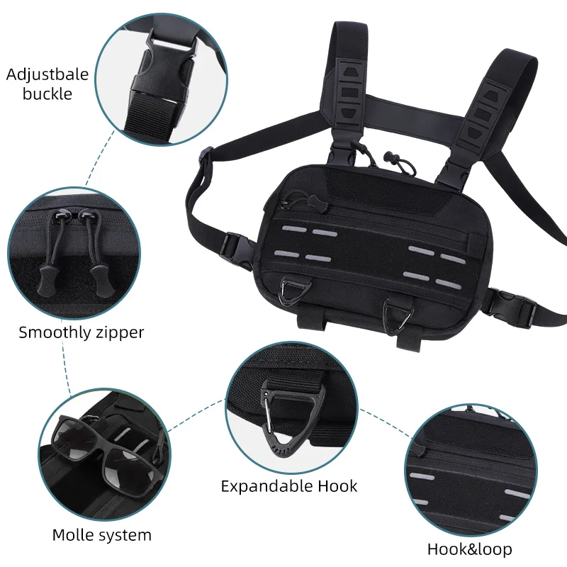 Angeln Brusttasche für Männer, Molle Taktische Weste Rucksack mit Hüftgurt Outdoor Klettern, Camping, Wandern Reisen Ausrüstung Aufbewahrung – Detail 12
