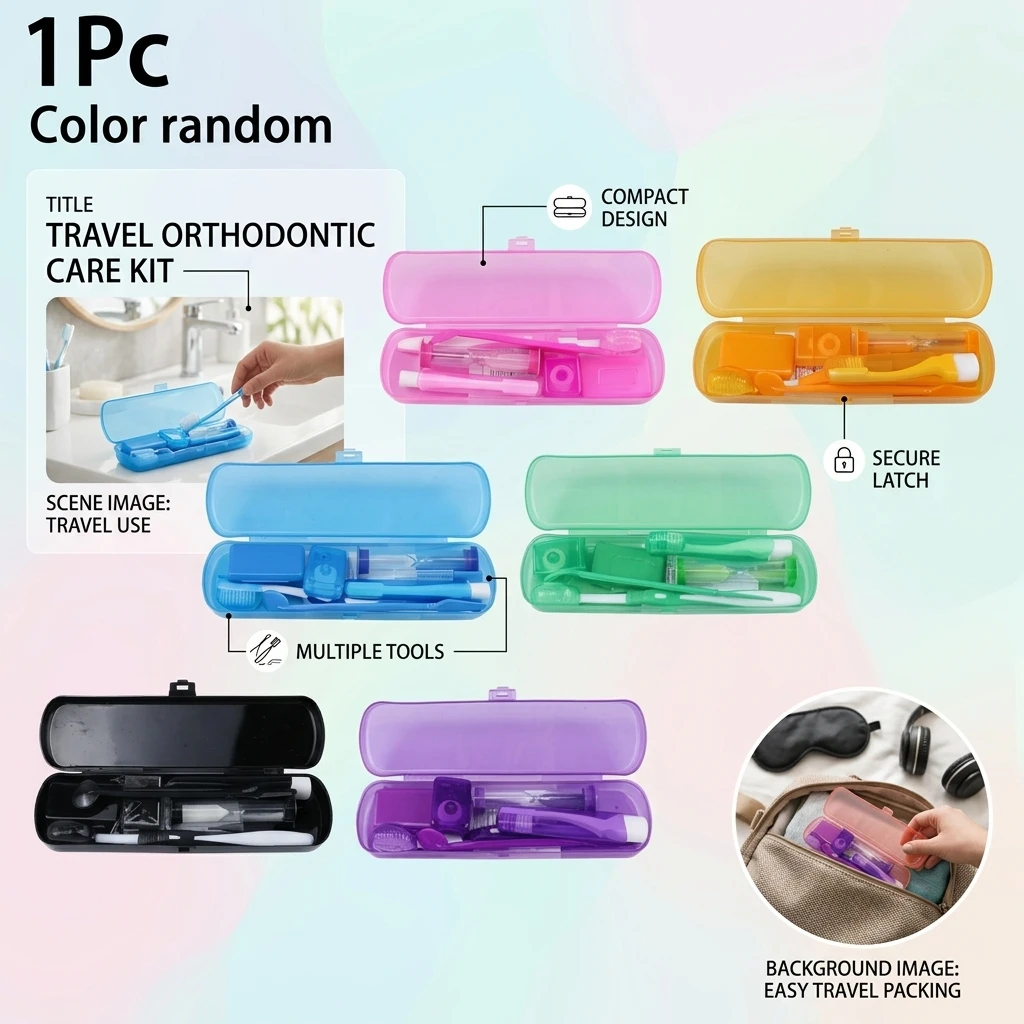 Eight Piece Orthodontic Brush Set Interdental Brush Protection Wax Teeth Cleaning Convenient Set for Oral Care