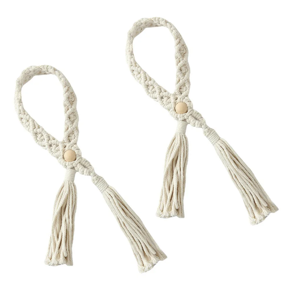 

2Pcs Curtain Tieback Bohemian Style Hand Knitting Decorative Curtain Holding Rope for Home Window Door Wall Hanging Decoration