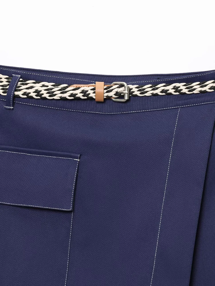 Neue Sommerprodukte im europäischen und amerikanischen Stil, Damenbekleidung, modisch mit Gürtel, hohe Taille, lässige Rockhose