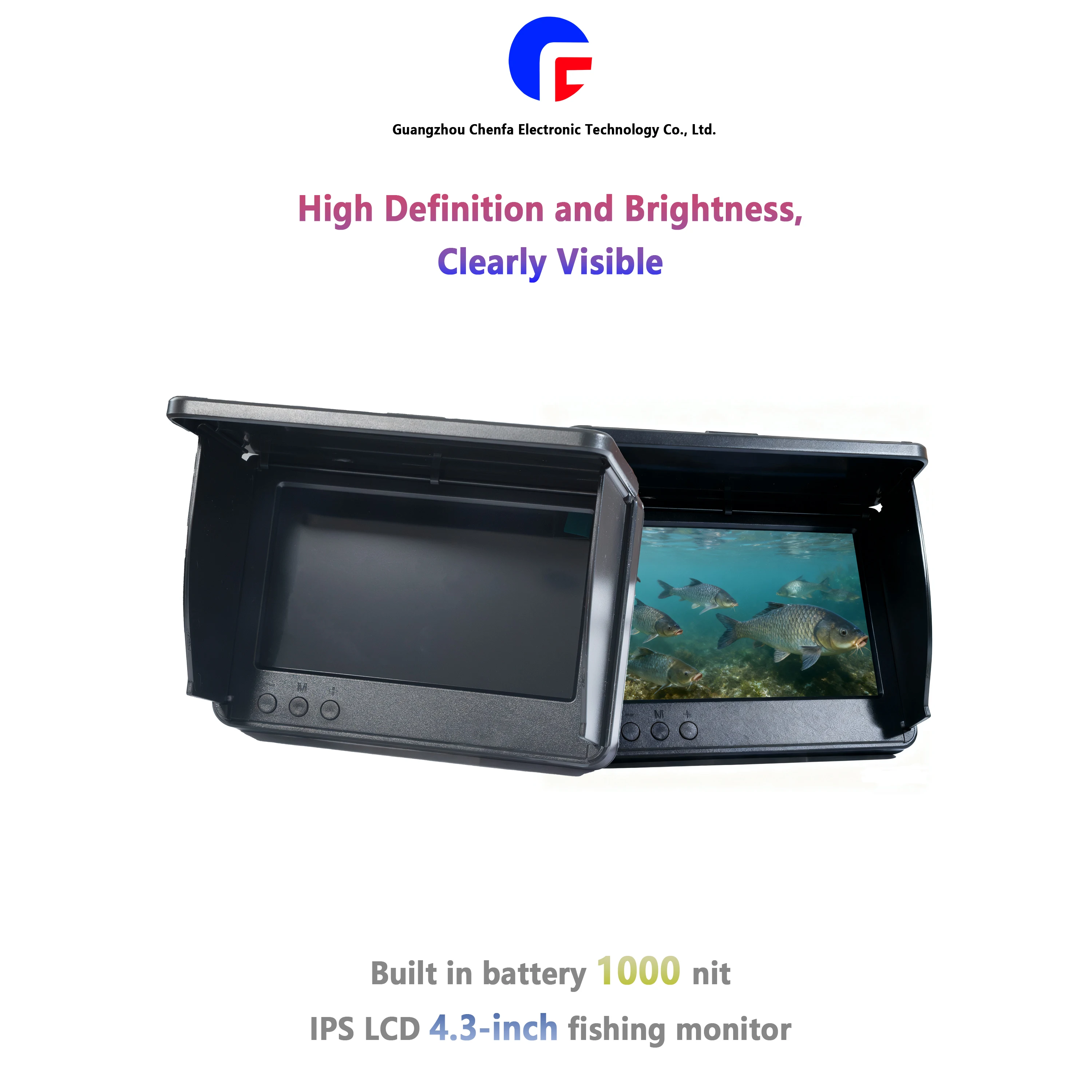 แบตเตอรี่ในตัว 1,000 nit IPS LCD จอตกปลาขนาด 4.3 นิ้ว