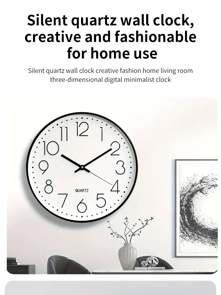 8 Zoll Digitale Wanduhr, Geräuschlose Sekundenzeiger-Quarzuhr, Minimalistische Wanduhr, Perfekt für Wohnzimmer und Wohndekoration – Detail 2
