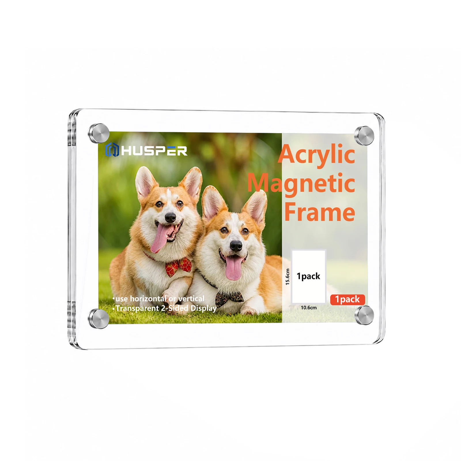 4x6 Inch Acrylic Magnetic Picture Frame for Fridge, Double Sided Clear, for Home, School, Office